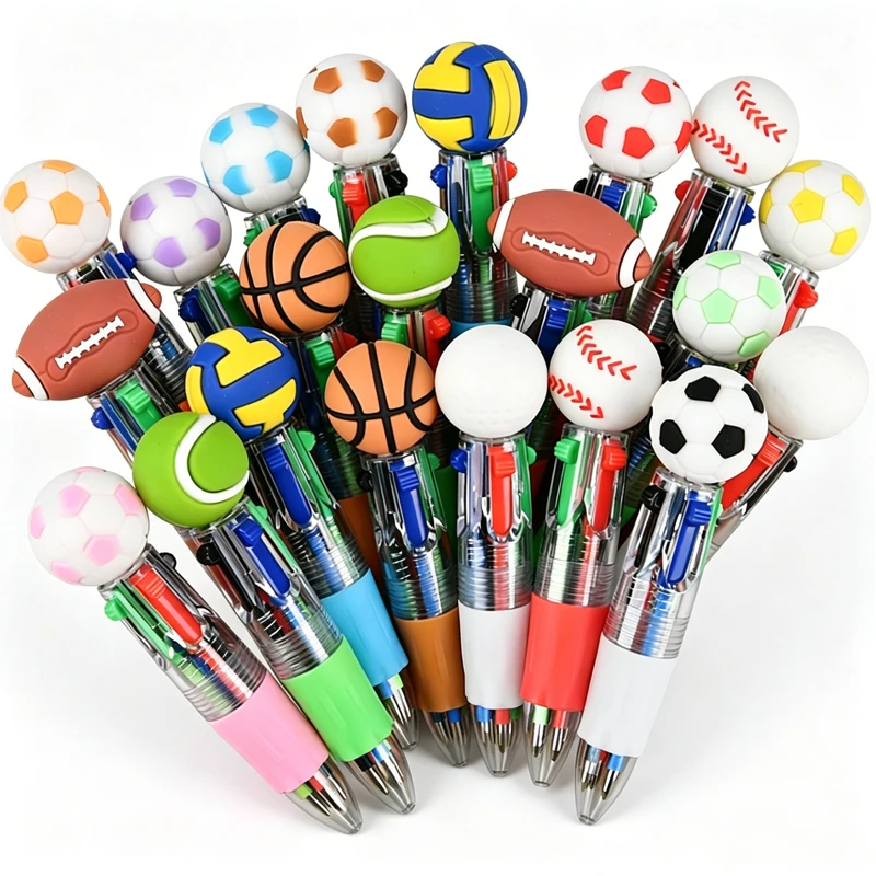 5-20Pcs Football Basketball Football Four Color Pens Football Party Carnival Birthday Wedding Guest New Year School Gift Prizes