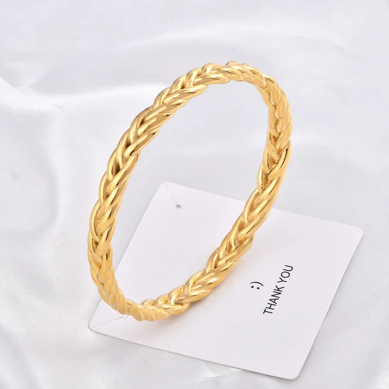 Twist Bracelet Stainless Steel Gold Color-Preserving Ancient Method Inheritance Fashion Closed Bracelet Gift Gift