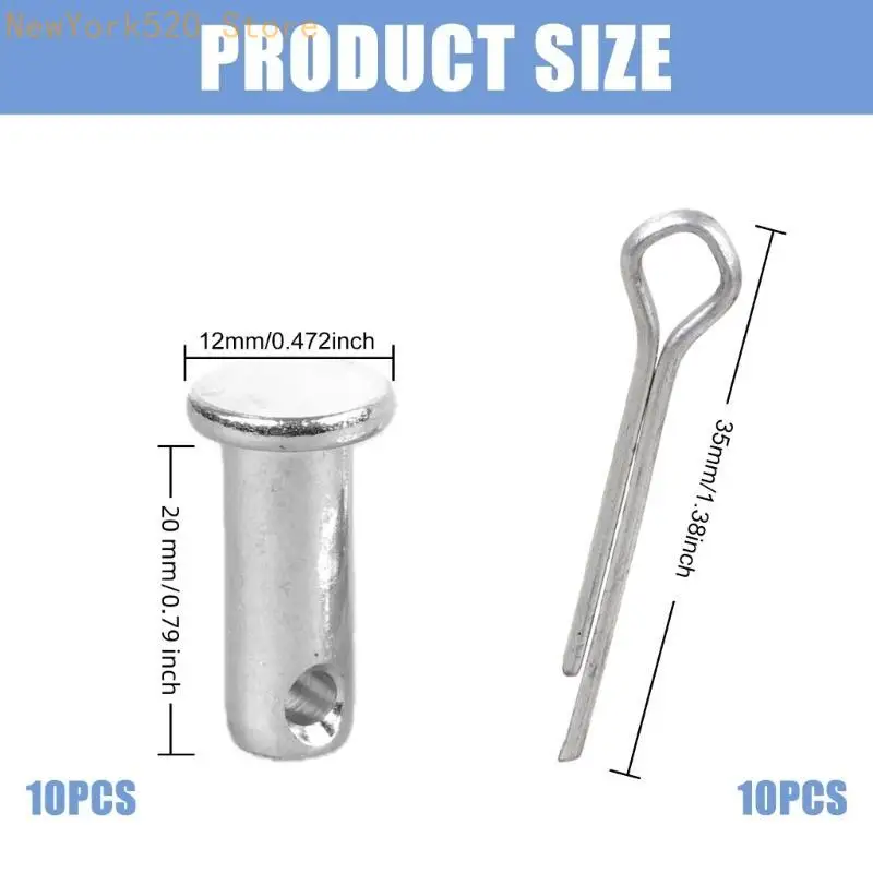 10Pcs Link Hinge Pin Fastening Bolts Flat heads Cylindrical Pin for Trailer Lock N84C