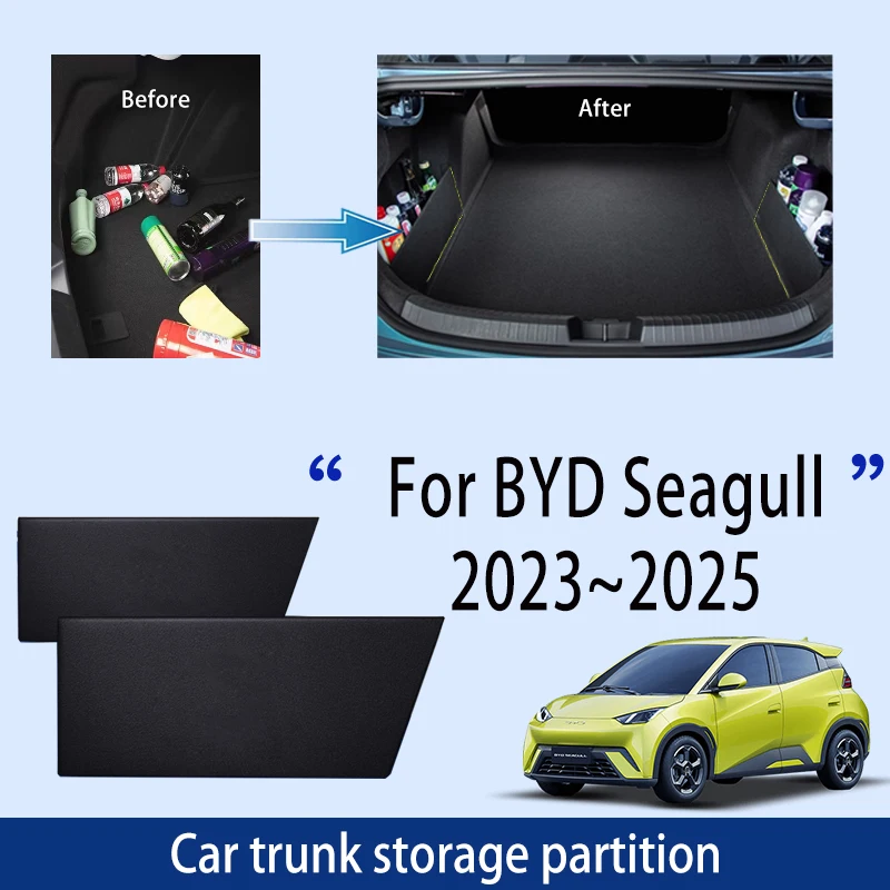 

Car Accessories For BYD Seagull 2023~2025 Trunk Storage Partition Multifunction Storage Auto Interior Upgraded Organize Parts