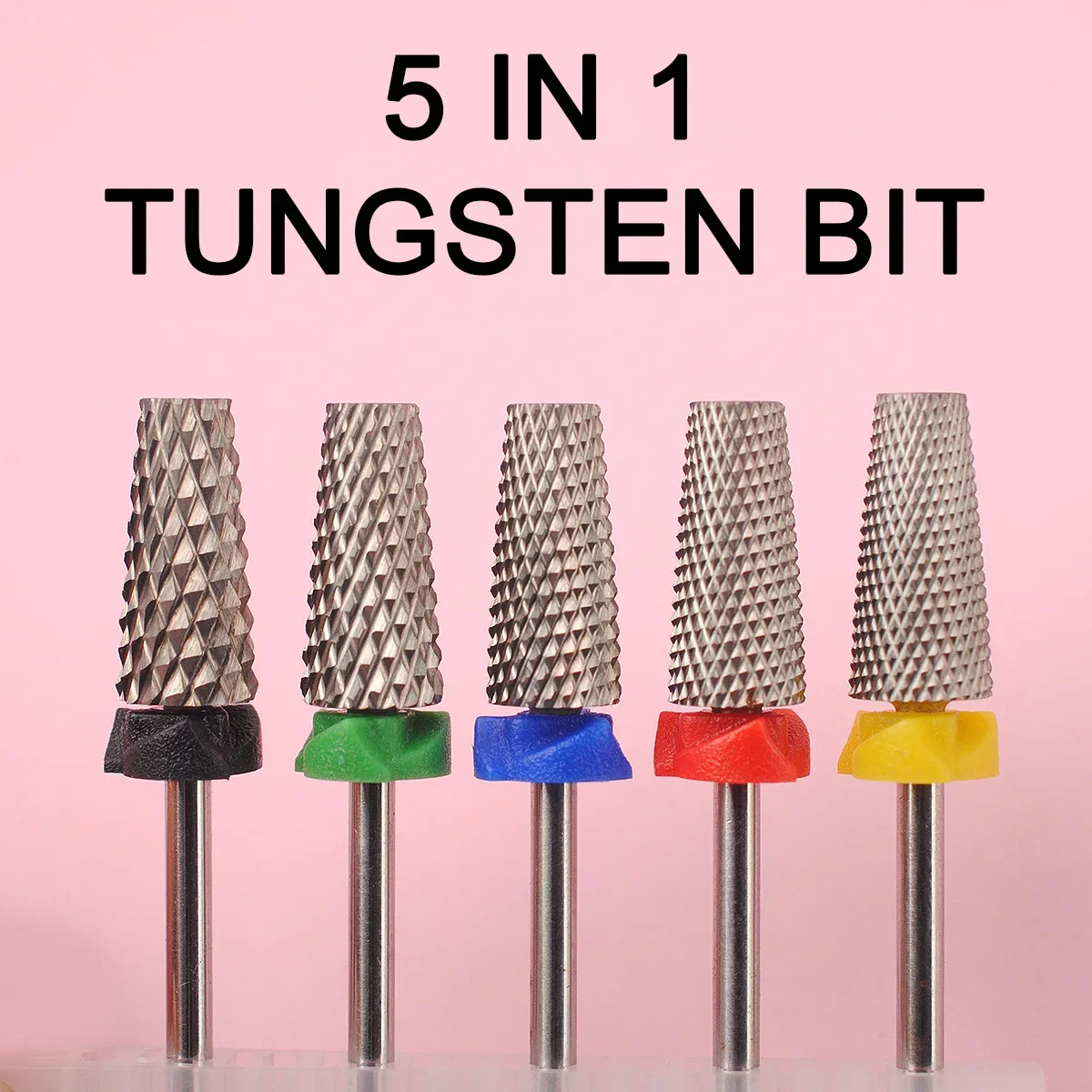 ดอกสว่านเจียรเล็บ 5 in 1 1 ชิ้น ทำจากทังสเตนเหล็ก ปลายครอส สำหรับทำเล็บ ตะไบเล็บ ตัดเล็บอะคริลิคหรือเจลแข็ง ขัดเงาเล็บ