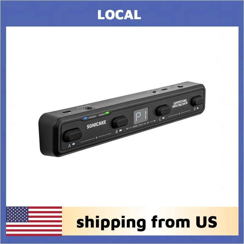 SONICAKE Local Pocket Control Colorful Portable Wireless MIDI Controller 4 Programmable Footswitches, USB Host, Battery Built-in