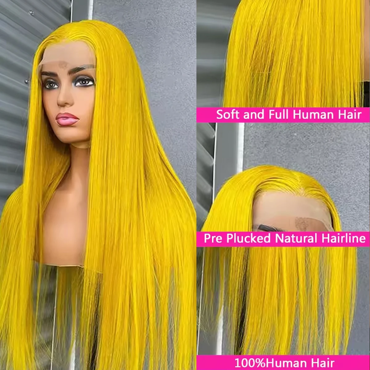 Wig renda depan HD transparan 613 13x4 13x6 kuning Wig 613 lurus Brasil Wig renda depan berwarna Remy