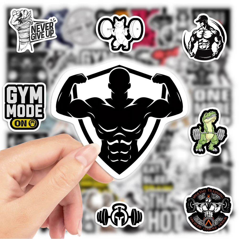 Fitness Workout GYM Stickers Waterproof Vinyl Decals for Scrapbook Diary Junk Journals Laptop Phone Bottles DIY Gift Decorative