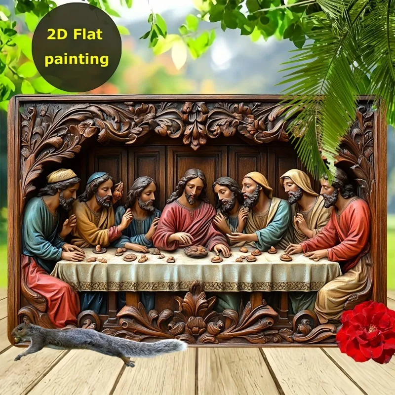 

Vintage "Last Supper" Jesus Christ Theme Aluminum Metal Wall Art Plaque - Church Decor, Cafe Wall Art, 7.9x11.8"/11.8x17.7", 1pc