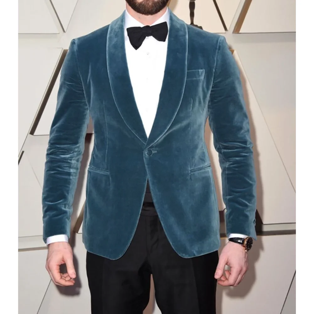 

2 Piece Velvet Men Business Suit Groom Groomsman Tuxedos Prom Wedding Party Formal Set Jacket And Pants