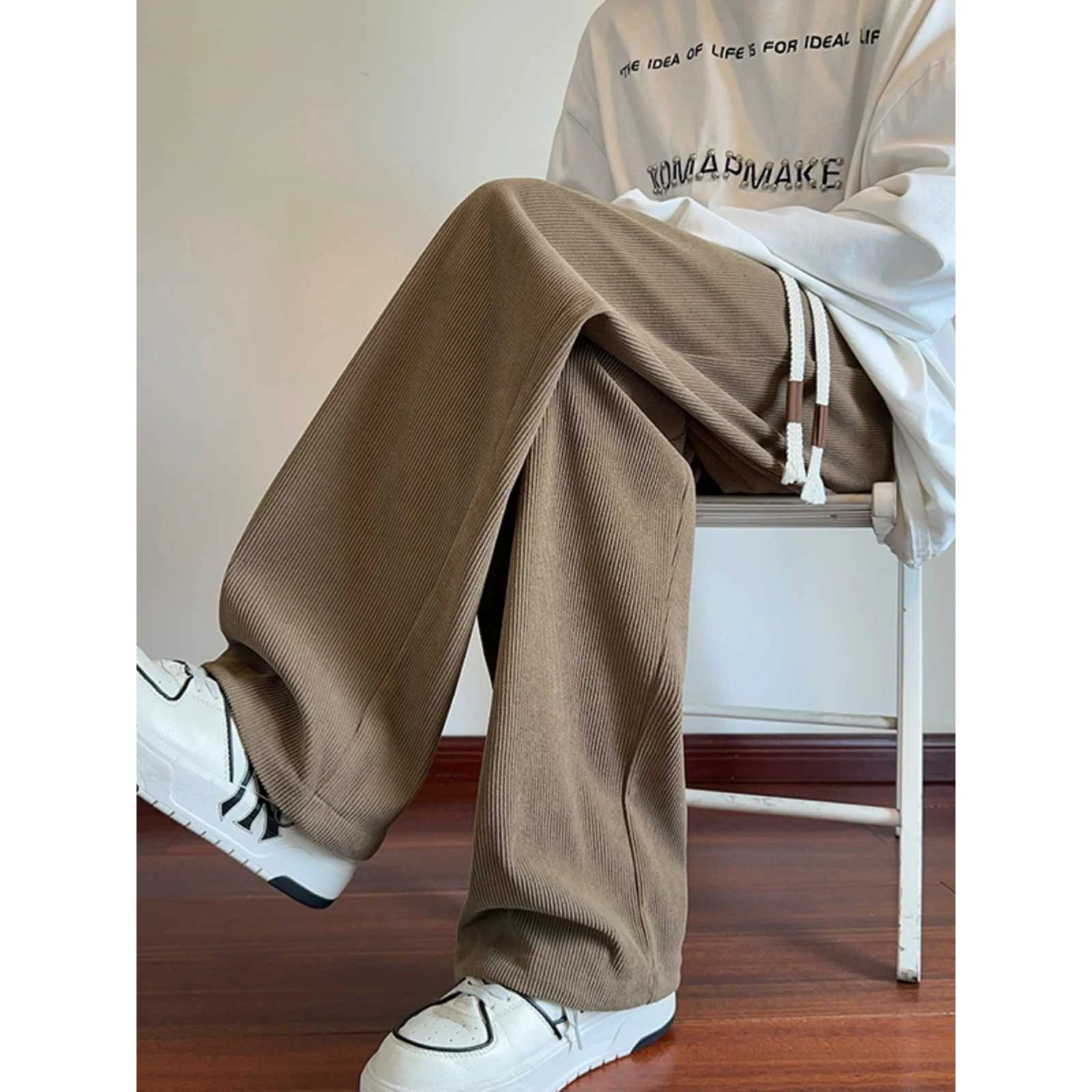 

Мужские вельветовые брюки Thiened Fce, свободные широкие брюки прямого кроя, зимние повседневные брюки, удобные дышащие брюки стандартной посадки