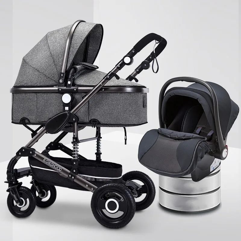 

Детская коляска 3-в-1, складная двусторонняя детская коляска Four Seasons Kinderwagen, детская коляска с высоким пейзажем для новорожденных