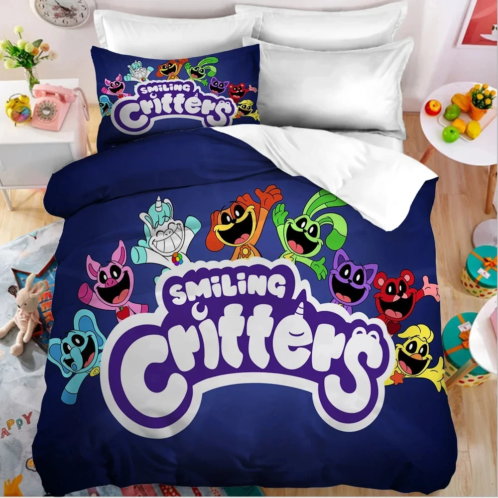 Smilings Critters Bedding Set Duvet Cover with Pillowcase Cartoon Figure Quilt Covering Bedroom Decoration 2pcs Bed Sets Gifts