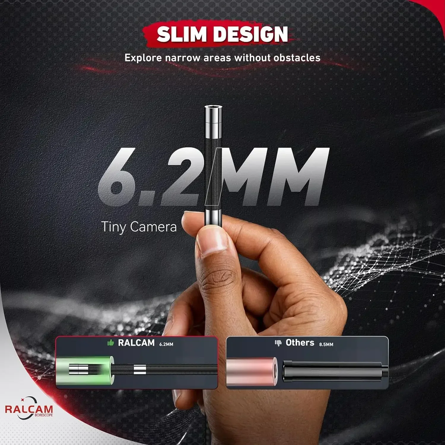 RALCAM Articulating 360/720° Endoscope 6.2mm Inspection Camera Cameras with 6 LED, IP67 Waterproof 1M/2M/3M image 6
