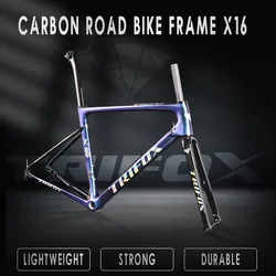 TRIFOX X16 Disc Brake Ultralight Carbon Road Bike Frame Racing Bicycle Frameset 142*12 Thru Axle Fork Seatpost Headset