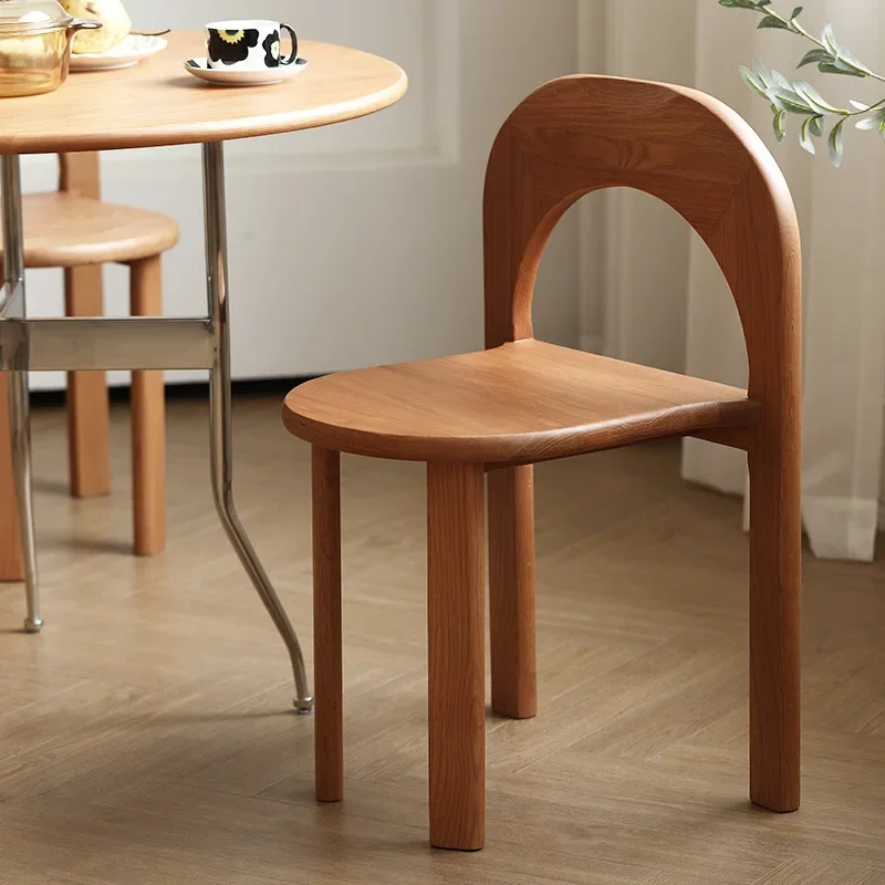 

Vintage café solid wood dining chair, modern minimalist B&B desk that can be stacked with creative personality, oak dining