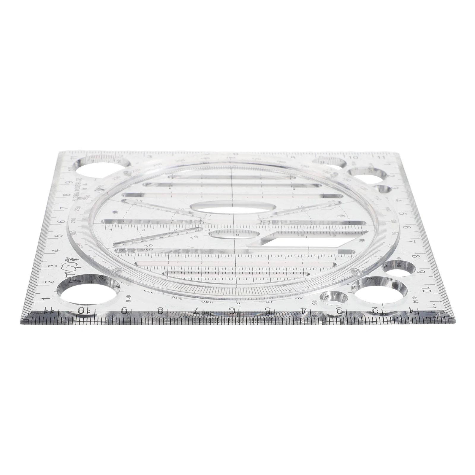 Drawing Ruler Circle Template Precision Measurement Plastic Student Engineer Multifunctional Drafting Tool Clear