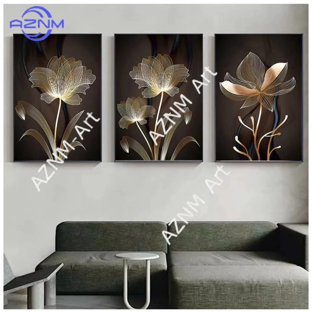 1/3 Stück Blumenmalerei auf Leinwand Cuadros Poster und Drucke Skandinavisches Wandbild für Wohnzimmer