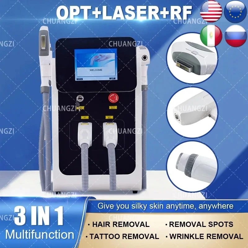 3in1 Ipl nd yag Professional Laser hair removal Machines OPT Pico Q-Switch Laser epilator Spot wrinkle remove red blood Machine