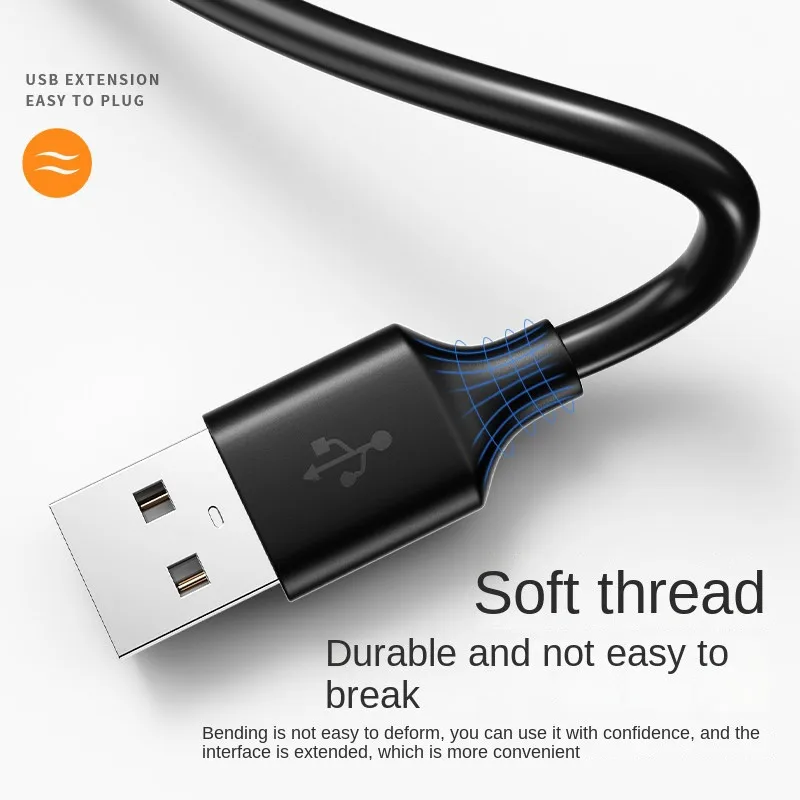 0.5M/1M/1.5M/2M/3M USB Extension Cable USB 2.0 Data Cable For Laptop TV SSD Mobile Hard Disk Male to Female Connector