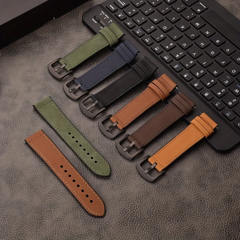 Leather Strap for Smartwatch, 22mm Quick Release, Synthetic Leather, Waterproof Compatible with Samsung, Huawei, Garmin Models