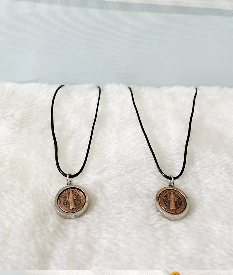 

St Benedict Protection Medal Necklace Catholic San Benito Exorcism Cross Pendant Religious Christian Jewelry for Men Women Gift