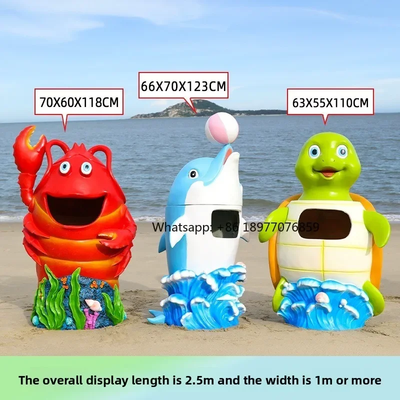 Commercial Area, Ocean Park Trash Can Sculpture, Hotel Cartoon Dolphin Theme Decoration, Kindergarten Outdoor Ornaments