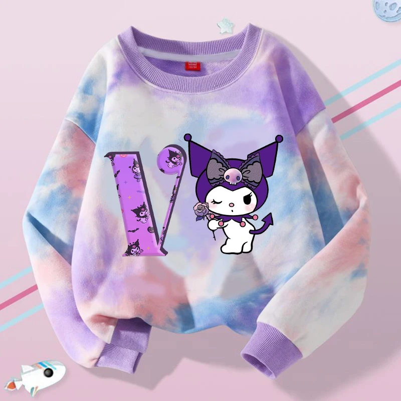 Nette Kuromi Mädchen Sweatshirts Kawaii Cartoon Brief A-Z Gedruckt Tops Kinder Winter Casual Sweatshirt Herbst Kinder Kleidung