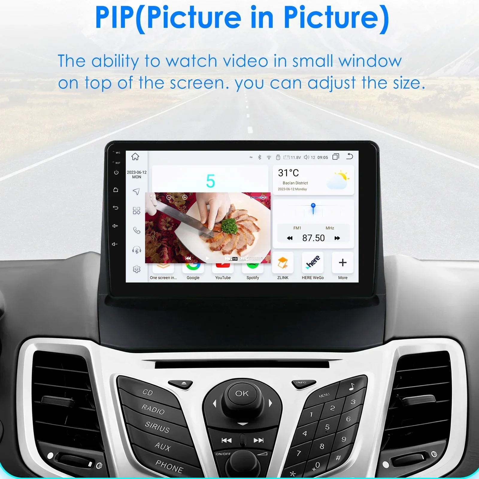 9\'\'AI Intelligent Player 2din Android Car Radio for 2009-2013 Ford Fiesta 2014-2017 Factory SYNC Multimedia Video GPS Carplay 4G