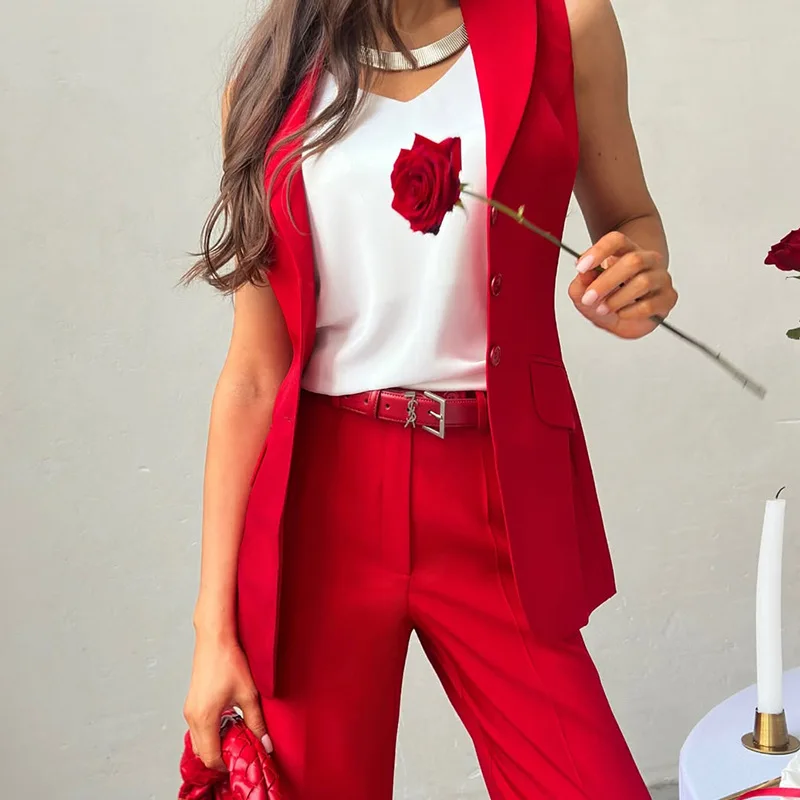 

Customized Women's Sleeveless Long Tailored Professional Set European And American Spring New Style