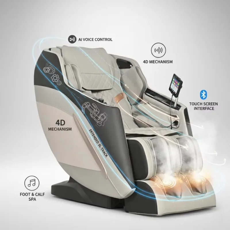 Luxury Full-Body Airbag Rolling Massage Chair Smart Zero Gravity Design USB Rechargeable Musical Function Home