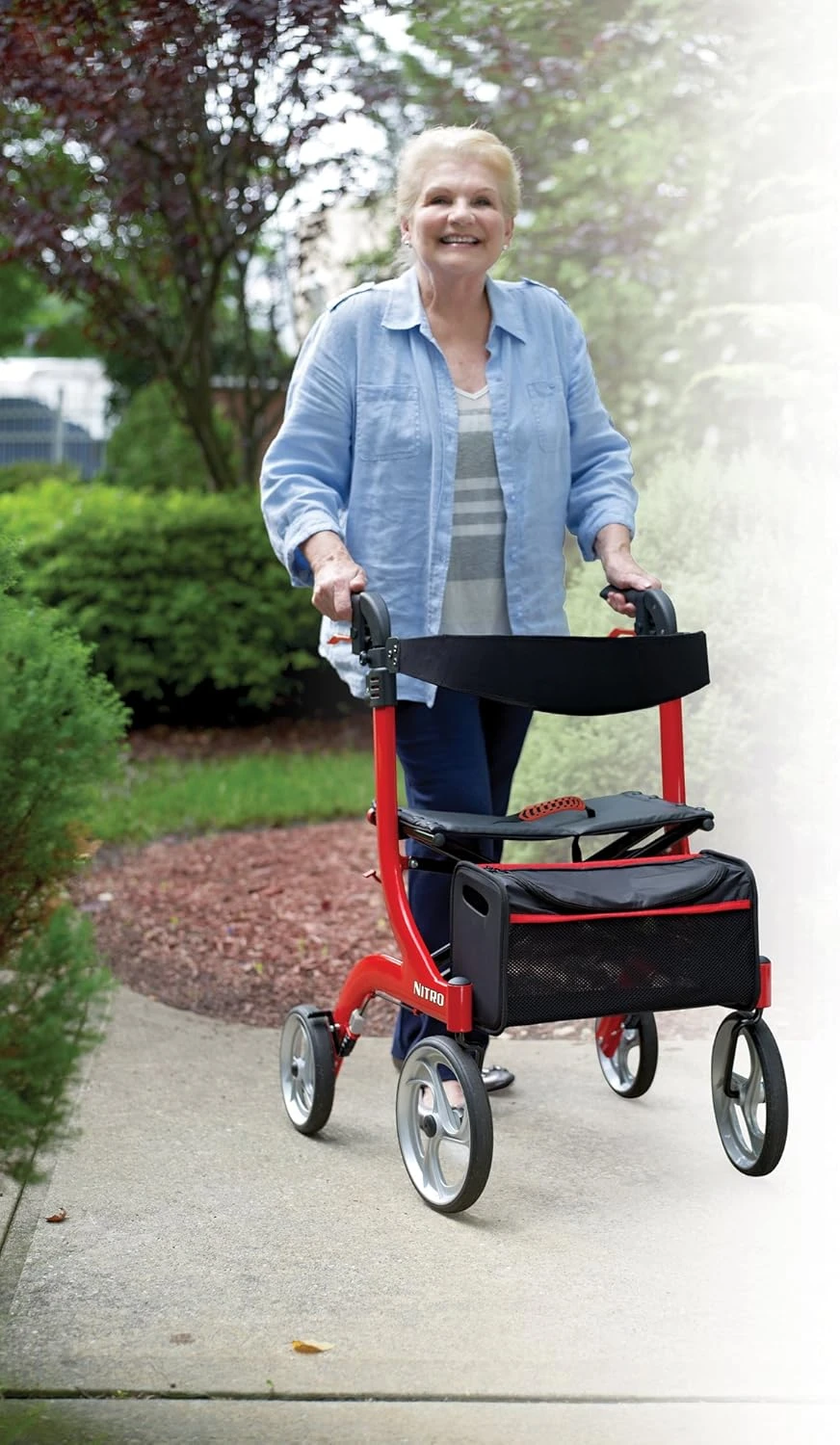 RTL10266 Nitro Euro-Style 4-Wheel Rollator Walker With Seat, Red