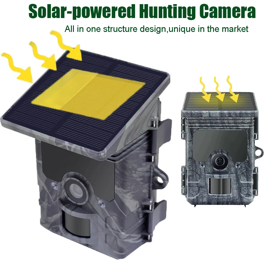 

Outdoor Solar Panel Hunting Camera 2 in 1 Infrared Night Vision Motion Activated Waterproof IP66 24MP Wildlife Trail Cam