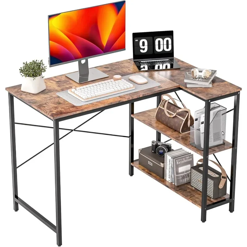 

WASAGUNSmall Computer Desk with Storage Shelf, Home Office Corner Reversible Desk, Study Writing Desk, Easy To Assemble