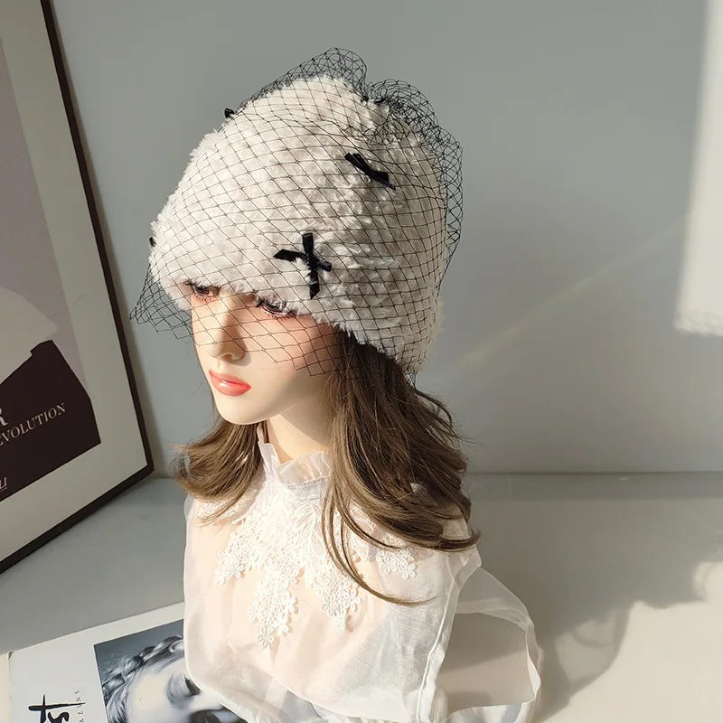 Hat VWomen Winter Knit Beanie Veil Warm Accessory For Cold Weather Autumn Sports Skiing Outdoor Holiday