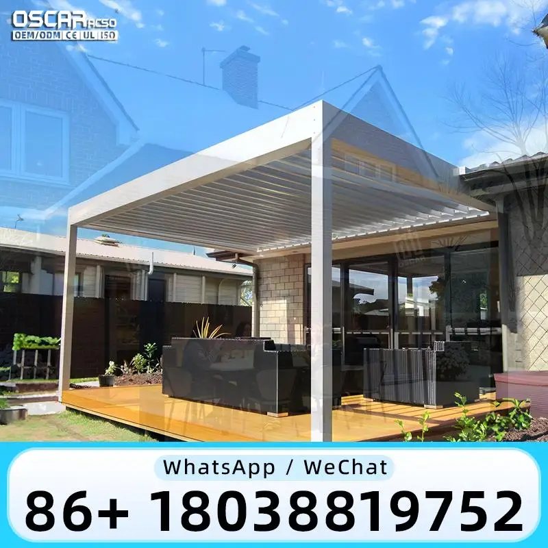 Waterproof Electric Louvered Pergola Bioclimatic Outdoor Aluminium Gazebo for Garden Patio Backyard pergola