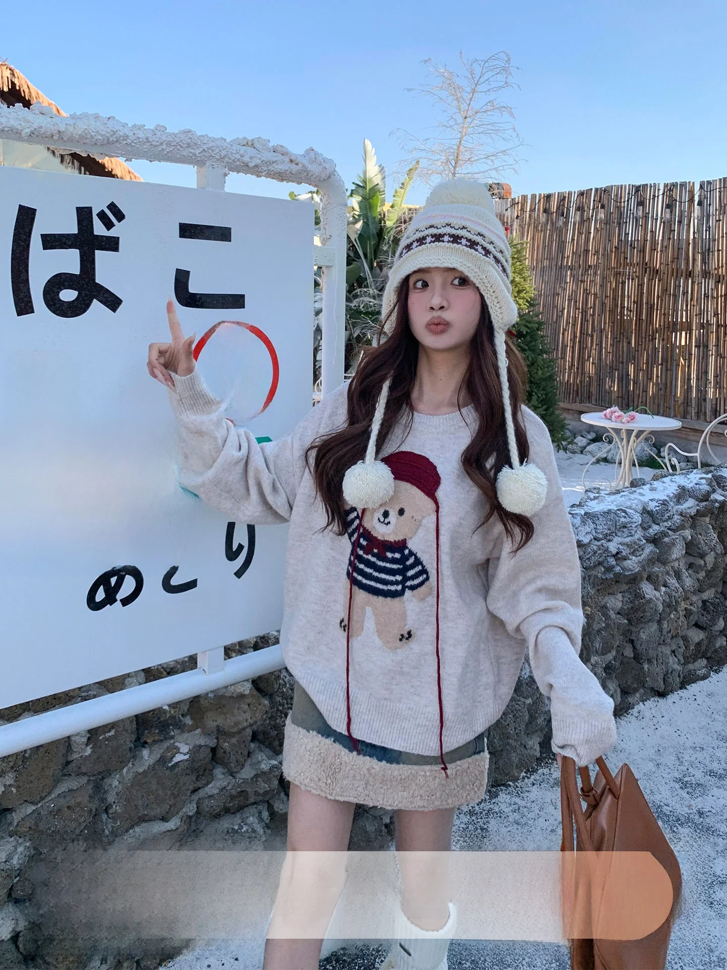 

Cozy Long Sve round Ne Knitted Sweater Winter Women's Loose Lazy Sle Soft Nurturing Overhead Outerwear Knitwear