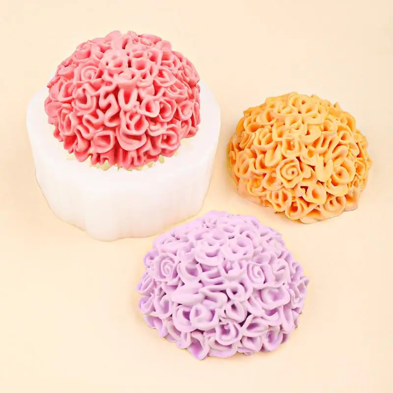 

1PC Chrysanthemum Silicone Mold Diy Gypsum Aromatherapy Candle Mold For Day Of The Dead Marigold Ornament Home Decoration
