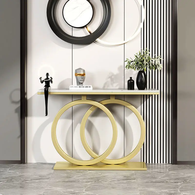Entrada de mármore parede moderna simples vista final mesa sala estar corredor decoração