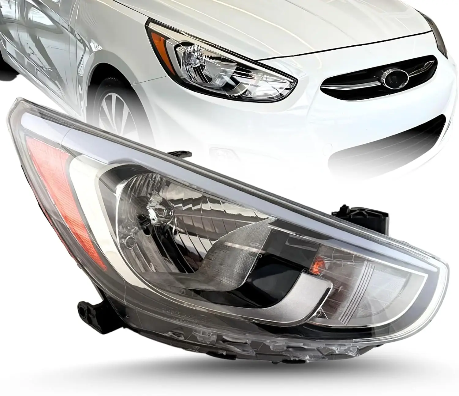 

Headlight Assembly Compatible With Hyundai Accent 2015-2017 Right/Passenger Side, Halogen Headlamp with Bulbs