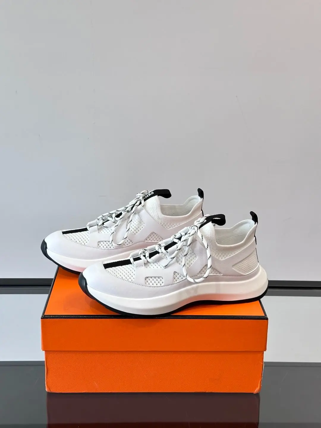 Unisex Trendy Chunky Casual Sneakers Breathable Hollow Knit Upper Lightweight Thick Bottom Footwear