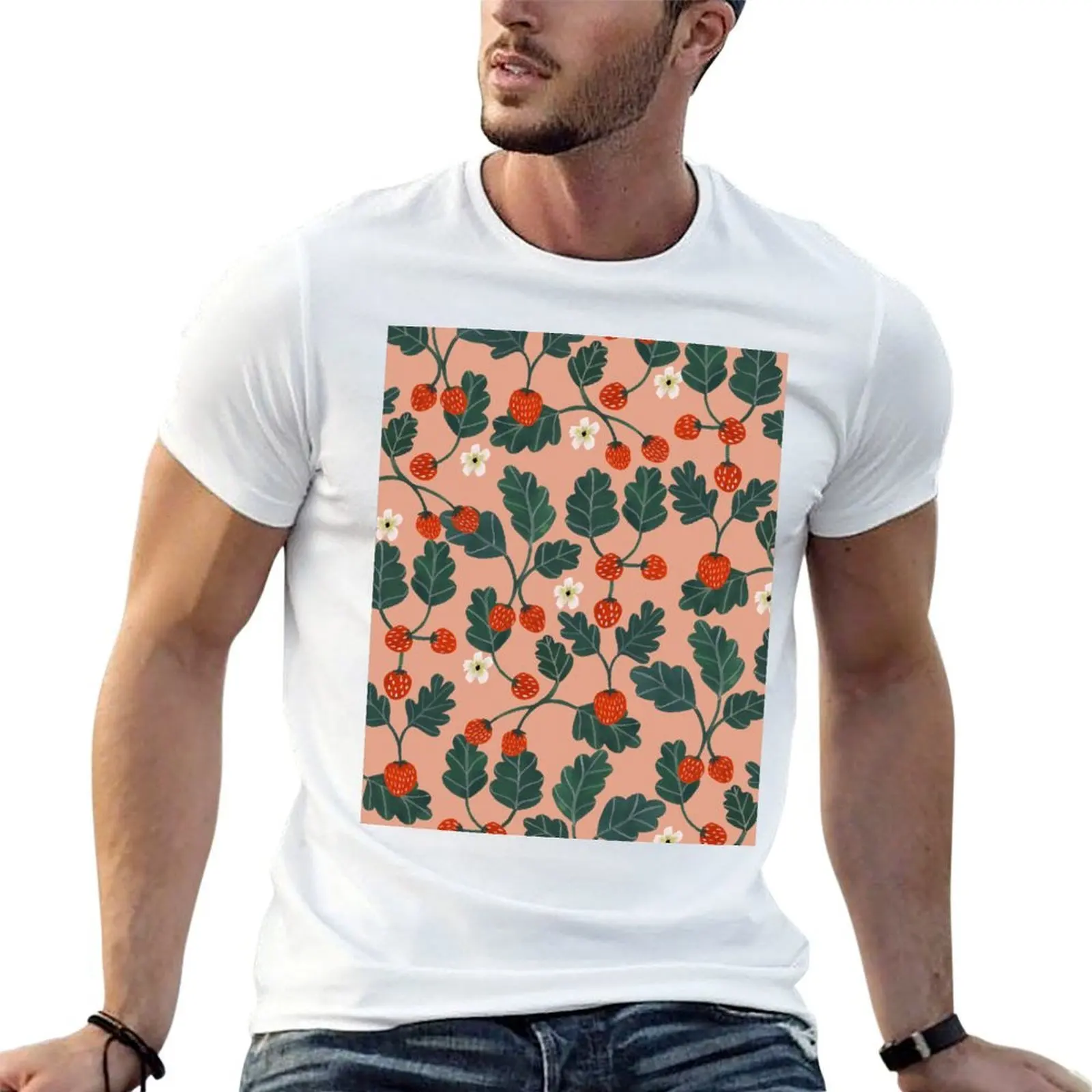 

Strawberries T-Shirt t shirts for man cotton funny t shirts with prints T-Shirt