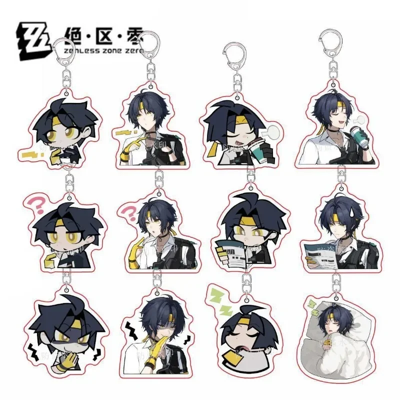 Zenless Zone Zero Asaba Harumasa Acrylic Keychain Chibi Picture Backpack Pendant Bag Charm for Student Game Fans Birthday Gifts