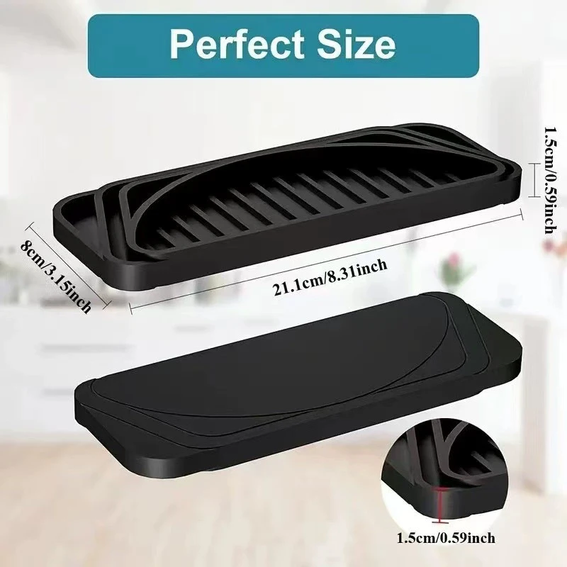 Silicone Refrigerator Drip Catcher Tray Water Dispenser Drip Tray Ice Protector Pan with Raised Ridge Fridge Spill Prevention