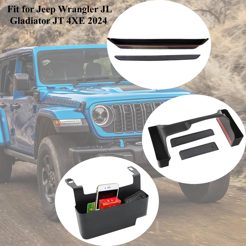 Gear Shift Storage Box Armrest Passenger Grab Organizer for Jeep Wrangler JL Gladiator JT 4XE 2024 Stowing Tidying Accessories