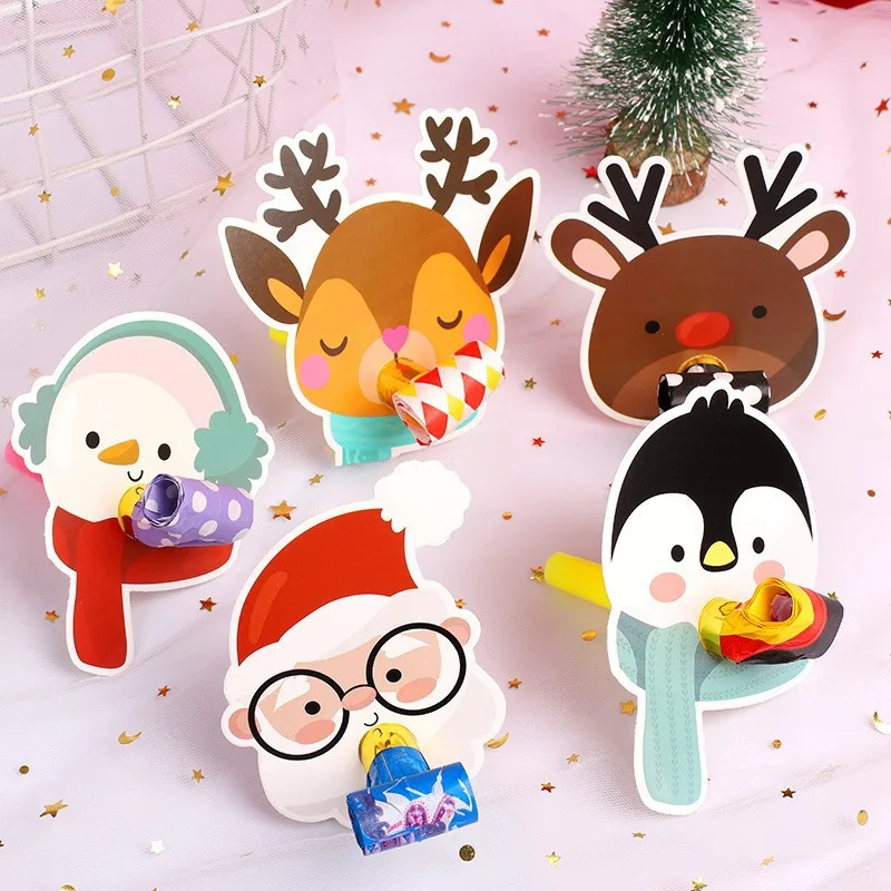 

Cartoon Christmas Avatar Cardboard Blowing Dragon Festival Atmosphere Props Whistle Birthday Party Toys Christmas Gifts Game