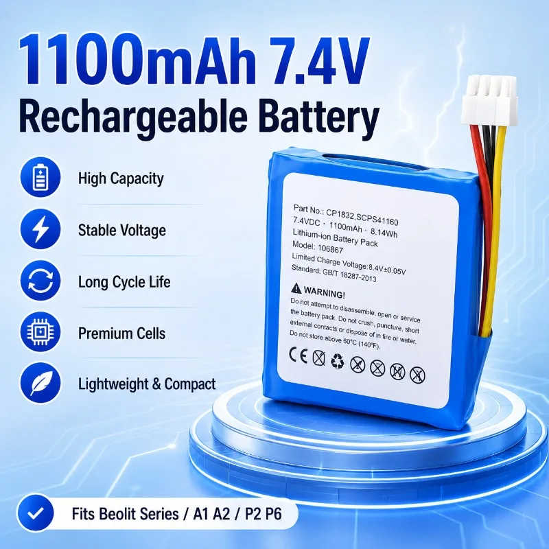 7.4V 1100mAh Li-ion Rechargeable Replacement Battery Pack with Repair Tool Kit for Portable Speaker Audio Device battery pack
