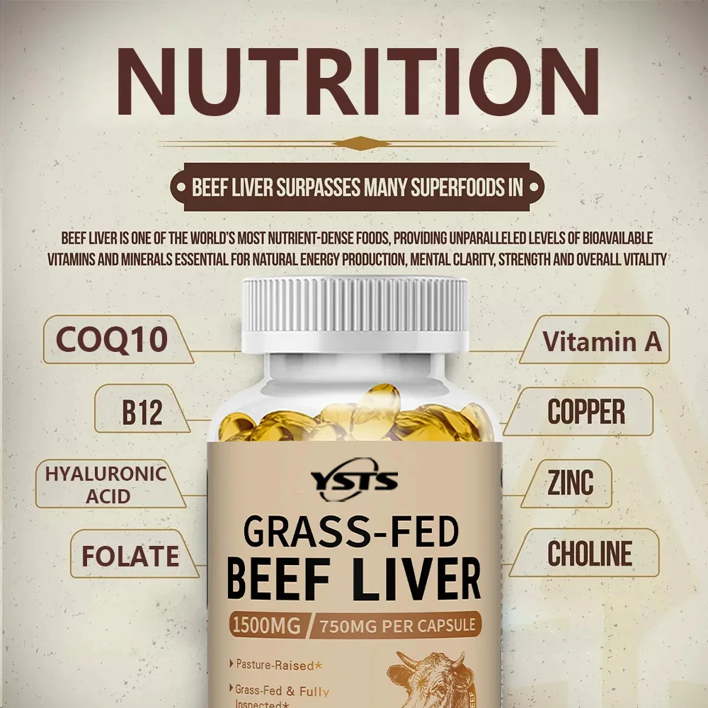 Grass Fed Beef Organs Supplement Grass Fed Beef Liver Support Energy Production, Detoxification, Digestion, Immunity