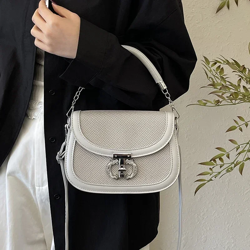 

High-End Designer Crossbody Bag Women Minimalist Vintage Leather Handbag Chic Commuter Large Capacity Shoulder Purse