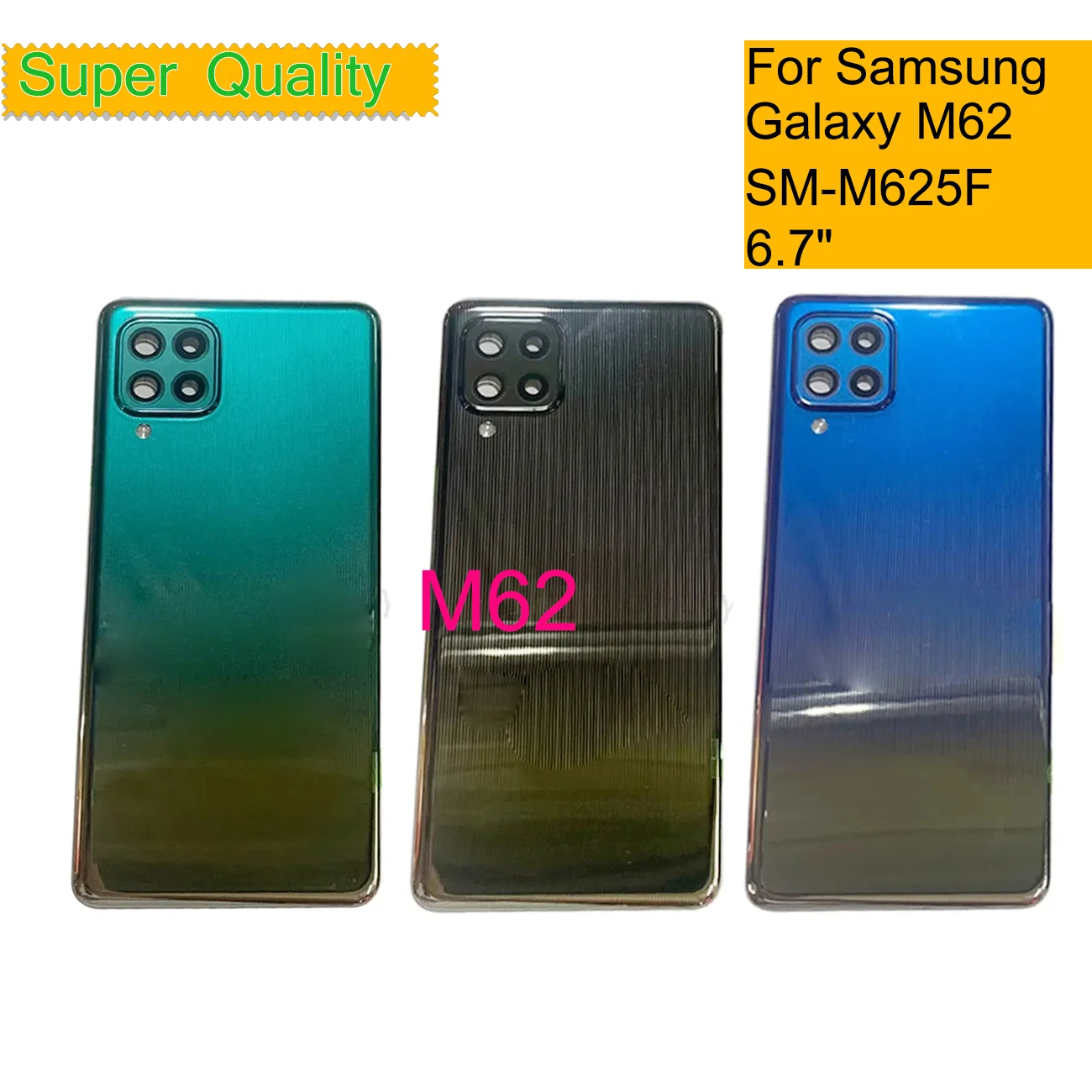 10Pcs/Lot For Samsung Galaxy M62 SM-M625F Housing Back Cover Case Rear Battery Door Chassis Housing Replacement