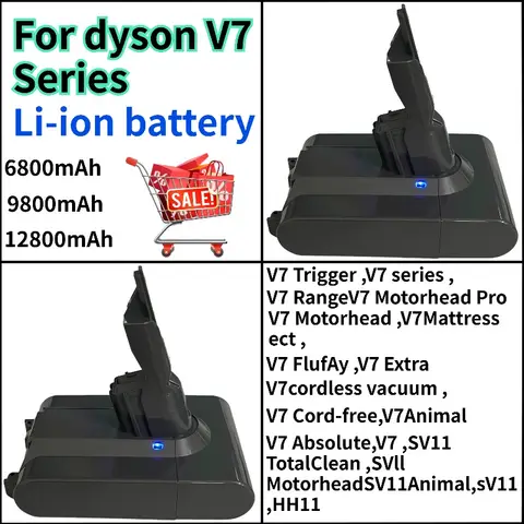 For Dyson V7 SV11 Battery New 12800mAh Replacement Battery Dyson V7 SV11 Handheld Vacuum Cleaner Battery Absolute Animal Fluffy