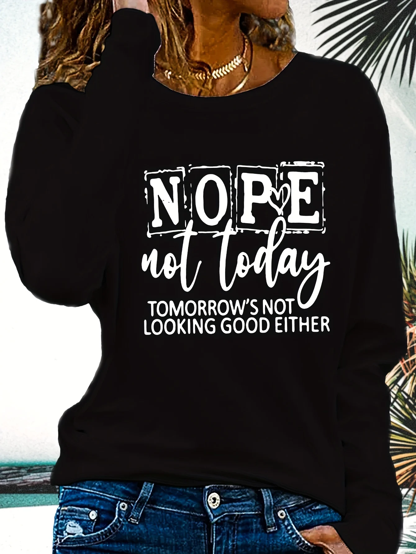 Women\'s  tshirt black long sleeve tshirt Snowman and Jesus Cross Printed T-shirt Casual Round Neck Long Sleeve Top