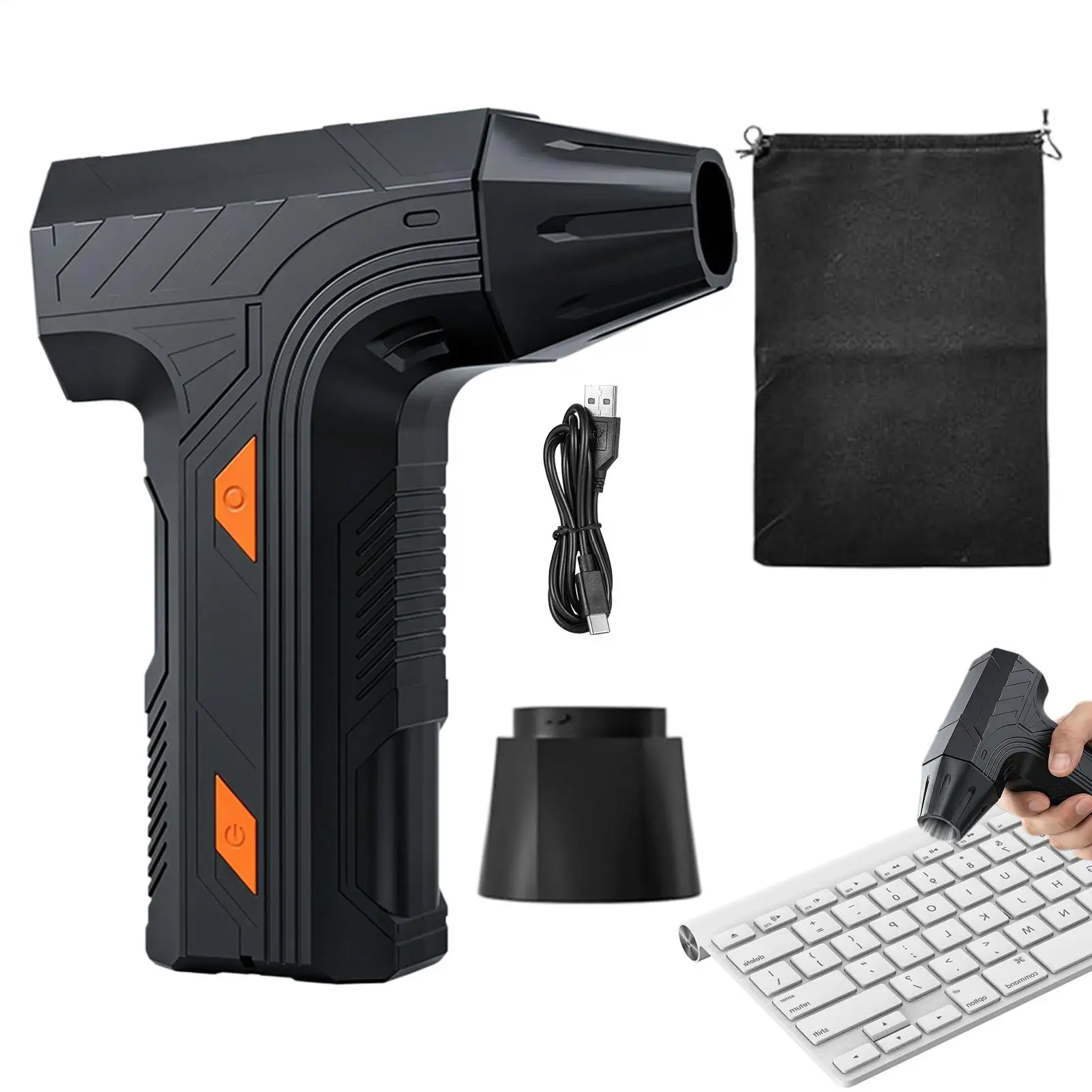 Electric Air Duster 80000RPM Low Noise Rechargeable Adjustable Small Hand Held PC Air Blower Fan For Home Office Studio PC Car