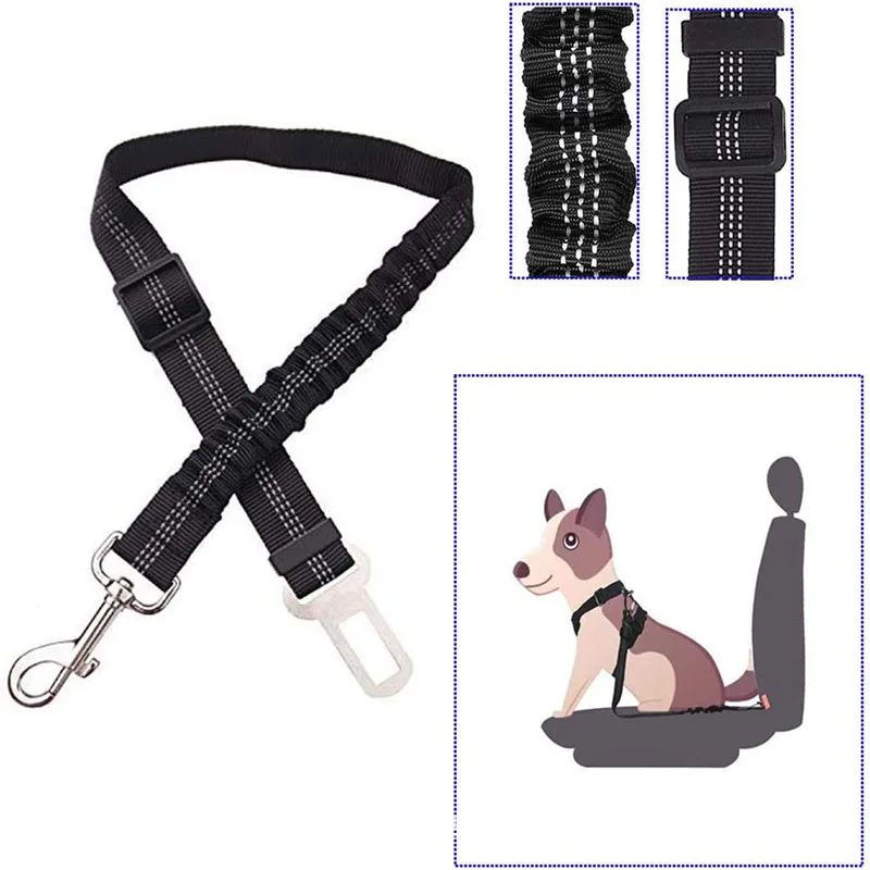 Dog Seat Belt Adjustable Pet Car leash Harness Safety Leads for Vehicle Elastic Car Safety Belt